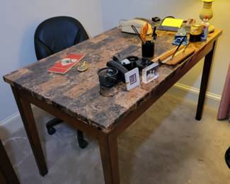Marble top desk.