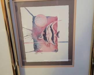 Signed ocean themed artwork.