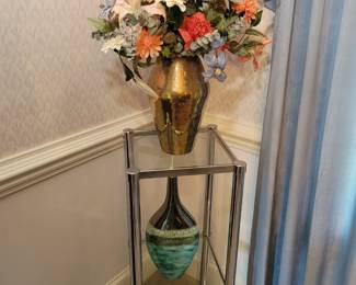 2 tiered glass side table