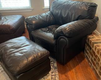 Leather chair and ottoman. There is also a second matching chair like this.
