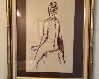 Vintage embroidered nude