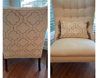 Upholstered chair. Comes with coordinating pillow.