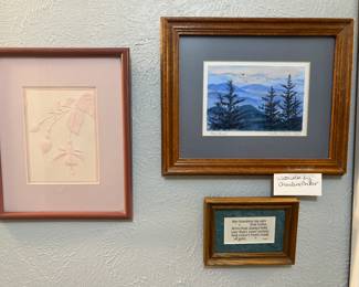 The top right is a watercolor by Charlene Baker