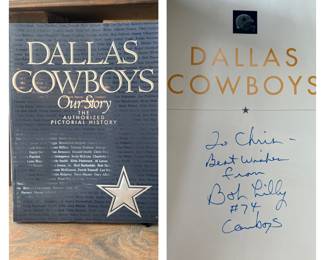 The Dallas cowboy book was signed by Bob Lyle number 74 of the Cowboys!