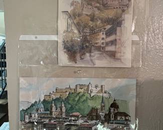 Original sketches in watercolors