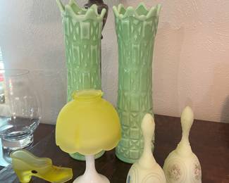 These items are Vaseline glass!! ( glows with a black light on it)