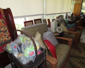Sunroom with new 7 piece patio furniture.
