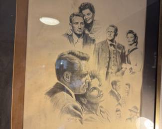 Kathryn Hepburn/Spencer sketch. Signed by artist Manse