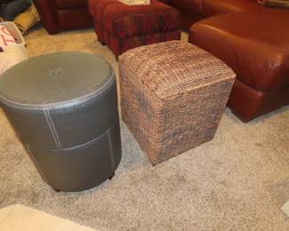 Leatherette storage stool and rope stool.