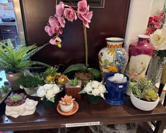 Faux foliage and large Talavera vase