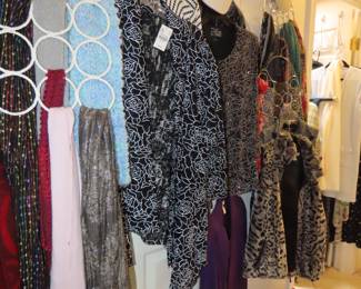 Ladies clothing sizes medium and large. Many new with tags.