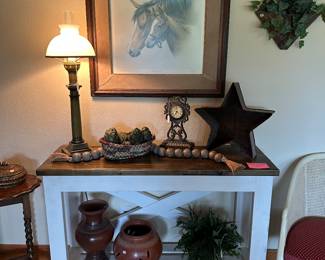 Signed and numbered lithograph farm table and decor