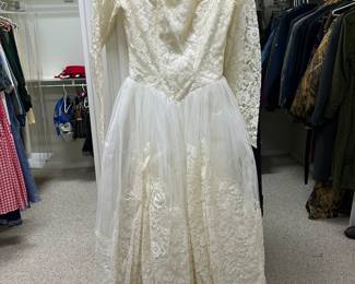 Vintage 1960s wedding dress with hoop skirt