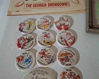 Vintage Bulldog buttons and placards