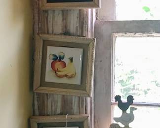 Beautiful 1940s framed fruit tiles