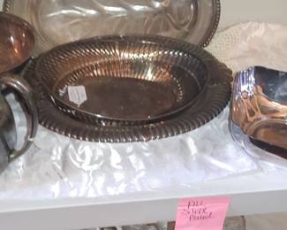 Cage selection of early quadruple and silver plate serving pieces just need to be cleaned up