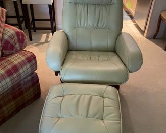 Leather chair and ottoman with storage