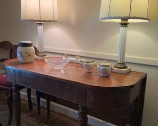 Table, glass lamps