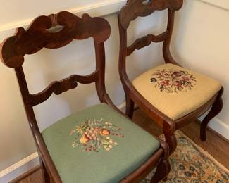 Set of 6 antebellum chairs with needlepoint seats 