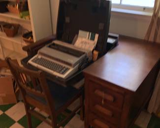 large wooden typewriter desk