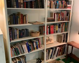 books -lots of travel, coffee table art and music, Bibles, a few vintage kids books; 1 of 3 bookcases