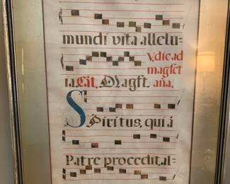 Illuminated parchment manuscript of sacred music