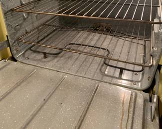 inside of enamel yellow oven