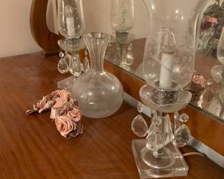 pair of crystal lamps