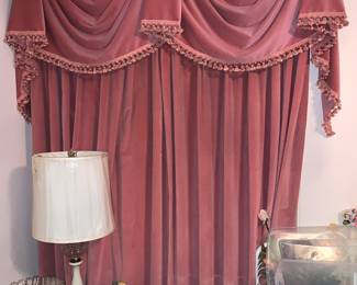 bedroom drapes -pink velvet