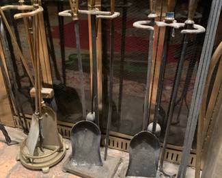3 sets of fireplace tools