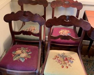Set of 6 antebellum chairs with needlepoint seats
