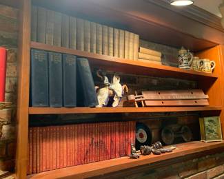 Sets of antique books; steins; instruments
