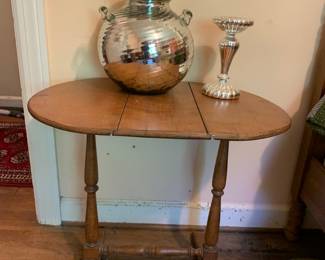 mercuty glass, small drop leaf table with twist top 