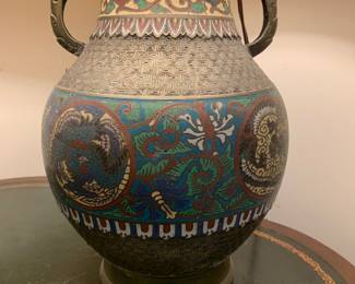 Large cloisonne vessel lamp