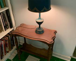enamel lamp, small book stand