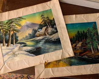 Asian embroidered wall art c. 1950s