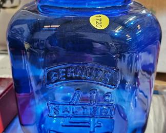 COBALT PEANUTS JAR WITH LID