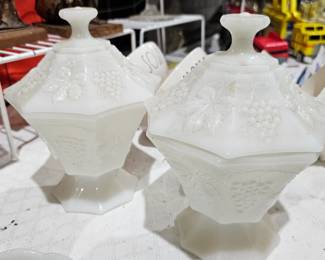 MILK GLASS CANDY DISHES