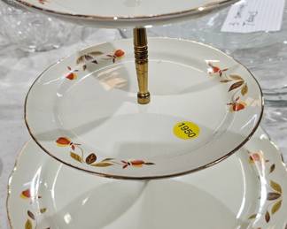 HALL THREE TIER CHINA SERVING TRAY