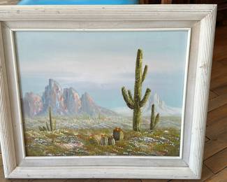 Signed HR Mondrian cactus painting