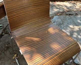 Set of four Italian chrome and zebra wood MCM chairs