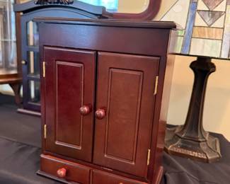 cherry wood mini storage cabinet