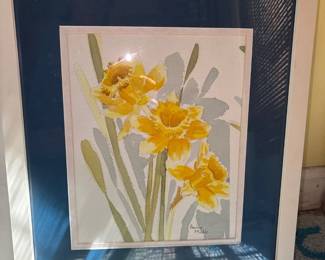 framed art print featuring daffodils