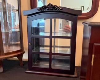 mahogany wooden and glass display cabinet