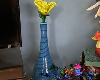 Murano style glass flower in vase