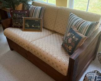 2 seat wooden couch