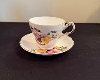 Regency English Bone China Pansy Tea Cup and Saucer