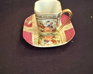 Dresden Klemm hand painted demitasse cup and saucer