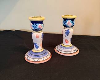 handpainted ceramic candlestick holders