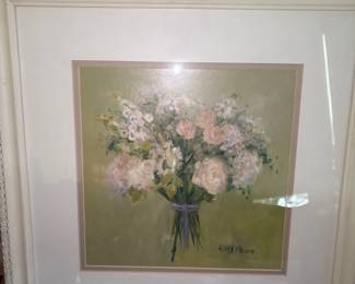 framed floral oil painting